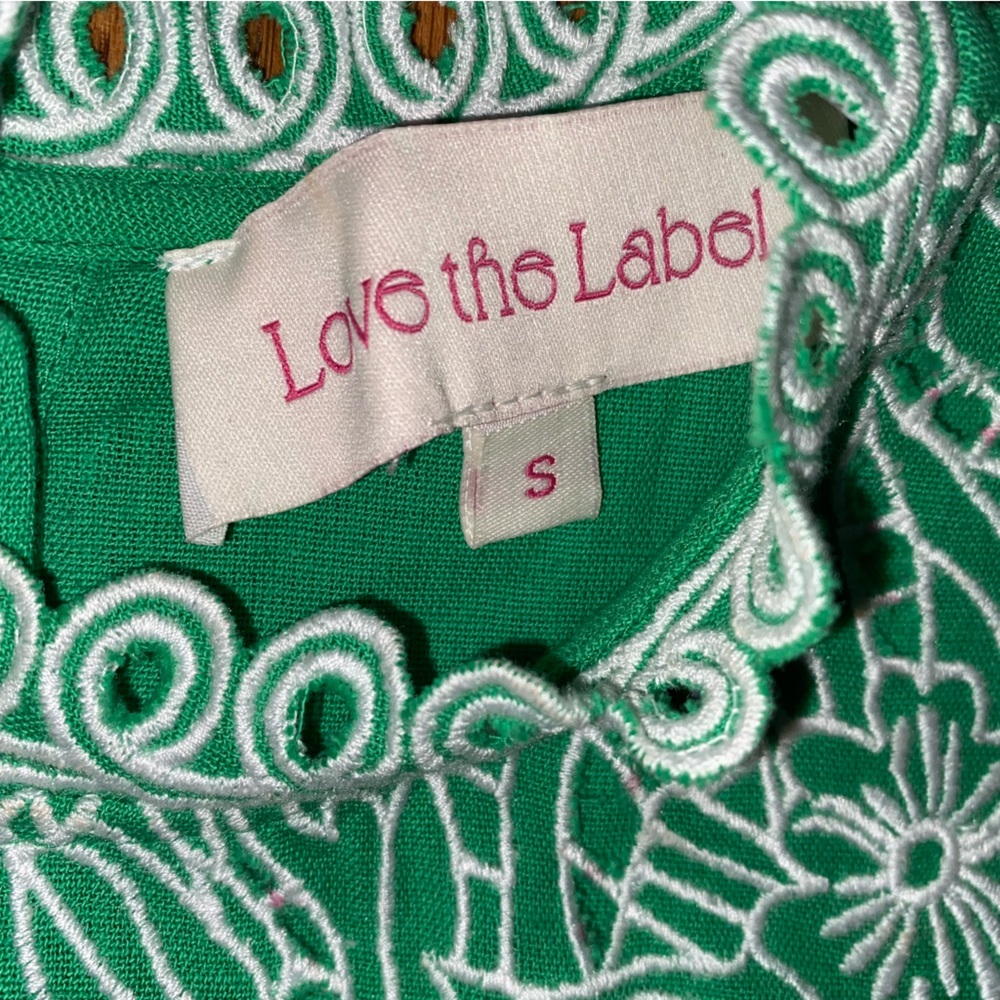 Love The Label Tuckernuck $300 Green Paradise Thea Open Work Eyelet Blouse Small - Picture 6 of 11